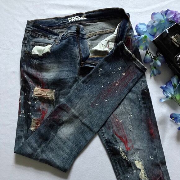 Preme NWOT Medium Wash Skinny Jeans Men W32 - Picture 6 of 10